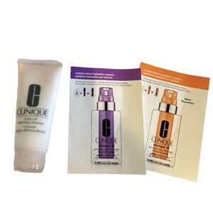 Clinique Rinse Off Foaming Cleanser 2.5 oz Travel Size with 2 ID Samples